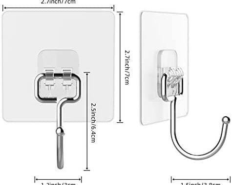 Large Adhesive Hooks for Hanging Heavy-Duty 44Ib(Max) 10 Packs, Wall Hangers without Nails Self-Adhe