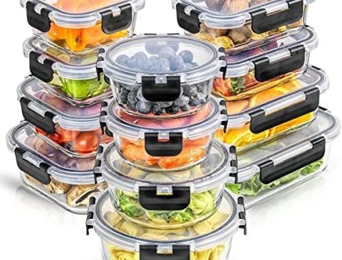 Amazon.com: JoyFul by JoyJolt 24pc Borosilicate Glass Storage Containers with Lids. 12 Airtight, Fre