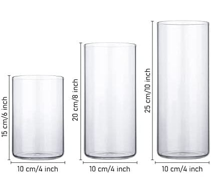 Sieral 12 Pack Glass Cylinder Vases Clear Flower Vase Tall Floating Candle Holders Centerpiece Vases