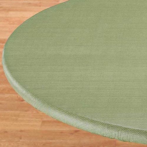 Covers For The Home Deluxe Elastic Edged Flannel Backed Vinyl Fitted Table Cover - Basketweave (Gree