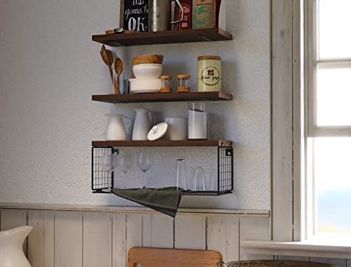 Amazon.com: WOPITUES Floating Shelves Wall Mounted, Rustic Wood Bathroom Shelves Over Toilet with Pa