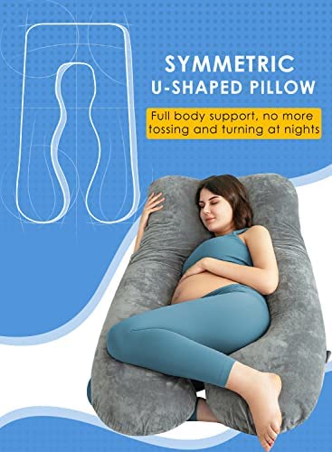 Amazon.com: QUEEN ROSE Pregnancy Pillows, U Shaped Full Body Pillow for Sleeping Support, 55 Inch Ma