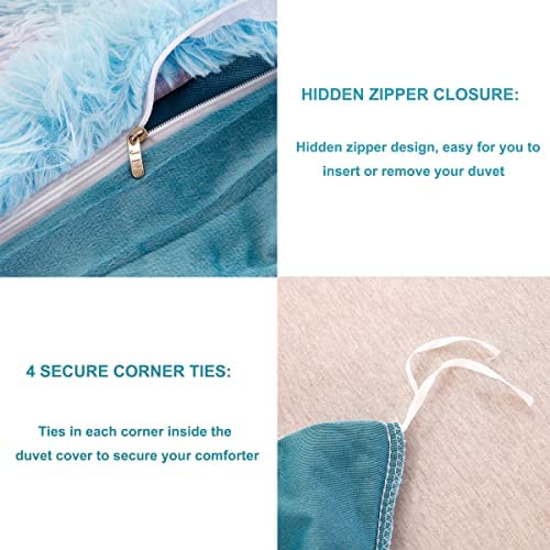 Amazon.com: SUCSES Faux Fur Duvet Cover Set Twin Size, Tie Dye Rainbow Plush Shaggy Girls Bedding Se