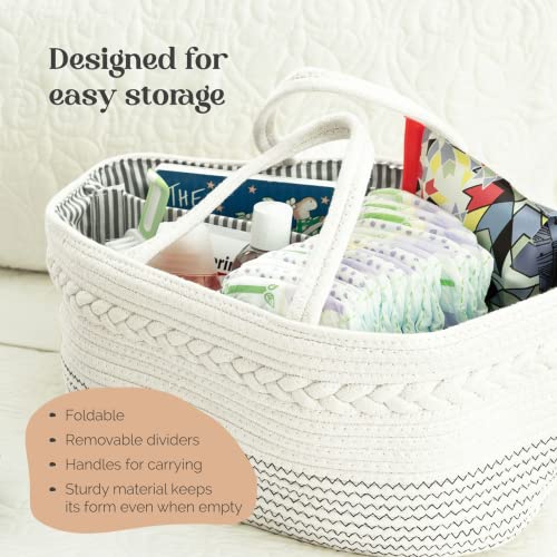 Amazon.com : luxury little Baby Diaper Caddy Organizer, Large Cotton Rope Nursery Diaper Basket, Cha