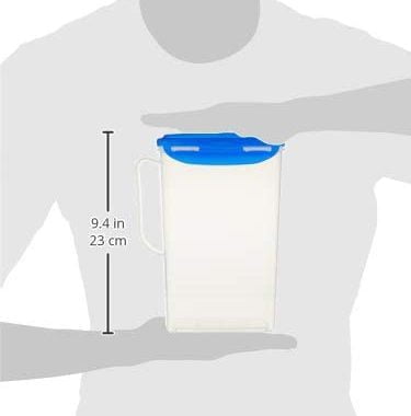 LocknLock Aqua Fridge Door Water Jug with Handle BPA Free Plastic Pitcher with Flip Top Lid Perfect