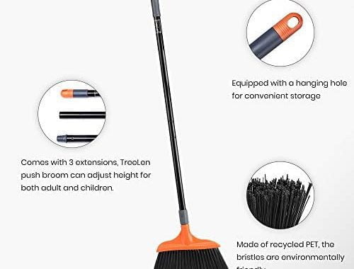 Amazon.com: Heavy-Duty Broom, Long Handle Angle Broom for Garages, Courtyard, Sidewalks, Decks and O