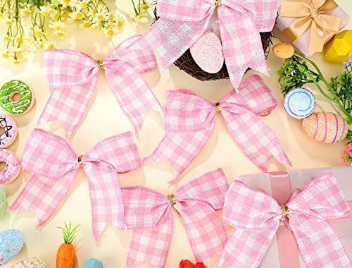 Amazon.com: 12 Pieces Easter Wreath Bow Buffalo Plaid Spring Wreath Ribbon Bows Tree Bows Decorative