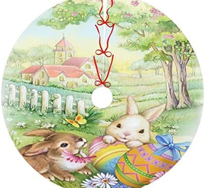 Amazon.com: Christmas Tree Skirt Cute Easter Bunny 30" Xmas Gifts, New Year Festive for Decorations