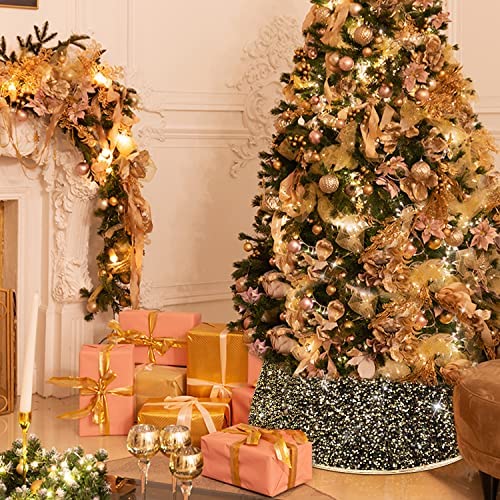 Amazon.com: SIBOSUN Christmas Tree Collar - 30 Inch Tree Ring Gold Glitter Sequins Christmas Tree Ba