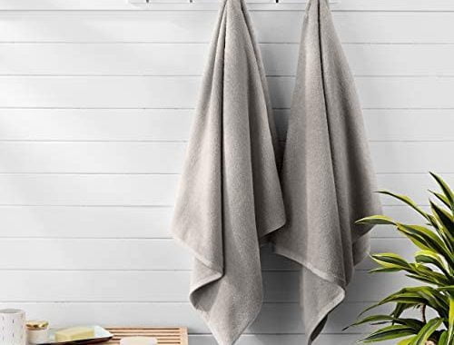 Amazon.com: Amazon Basics 100% Cotton Quick-Dry Bath Towels - 2-Pack, Platinum : Home & Kitchen