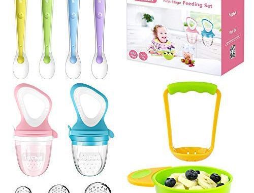 Amazon.com : Food Feeder Baby Fresh Fruit Feeder (2 Pack) with 3 Different Sized Silicone Pacifiers,