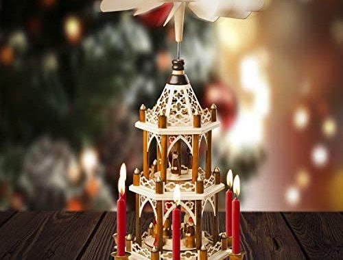 Amazon.com: German Christmas Decoration Pyramid - 21 Inches - Wood Nativity Scene Set - Under the Ch