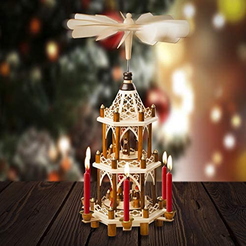 Amazon.com: German Christmas Decoration Pyramid - 21 Inches - Wood Nativity Scene Set - Under the Ch