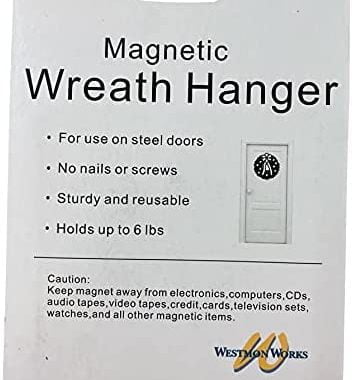 Magnetic Wreath Hanger Hook for Steel Doors Indoor and Outdoor Each Holds 6 Pounds, Set of 2