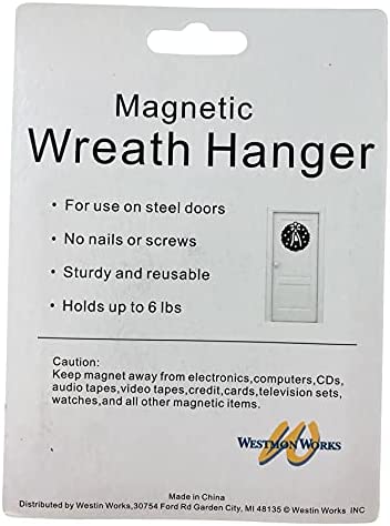 Magnetic Wreath Hanger Hook for Steel Doors Indoor and Outdoor Each Holds 6 Pounds, Set of 2