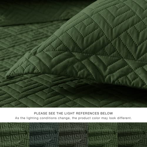 Amazon.com: EXQ Home Quilt Set Full Queen Size Olive Green 3 Piece,Lightweight Soft Coverlet Modern