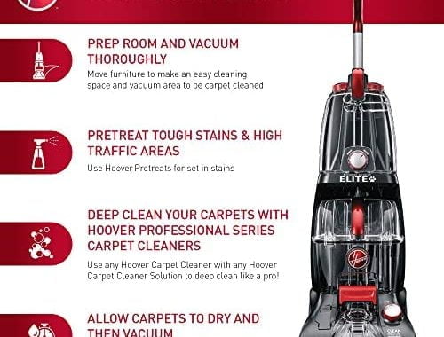 Hoover, Black Power Scrub Elite Pet Upright Carpet Cleaner Shampooer, Lightweight Machine, with Stor