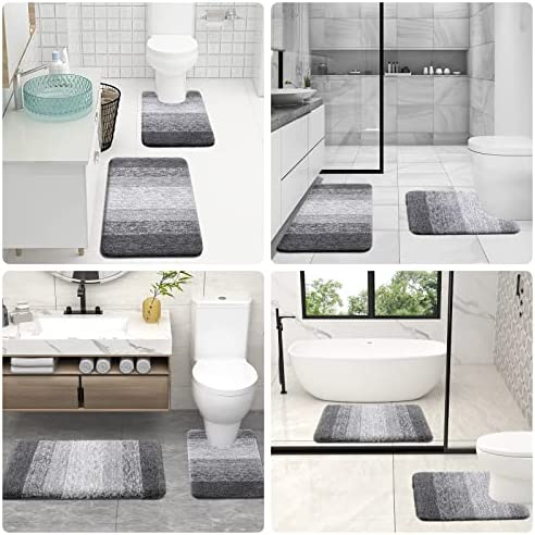 Amazon.com: OLANLY Luxury Toilet Rugs U-Shaped, Extra Soft and Absorbent Microfiber Bathroom Rugs, N