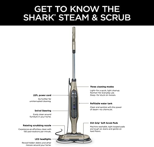 Amazon.com: Shark S7001 Mop, Scrub & Sanitize at The Same Time, Designed for Hard Floors, with 4