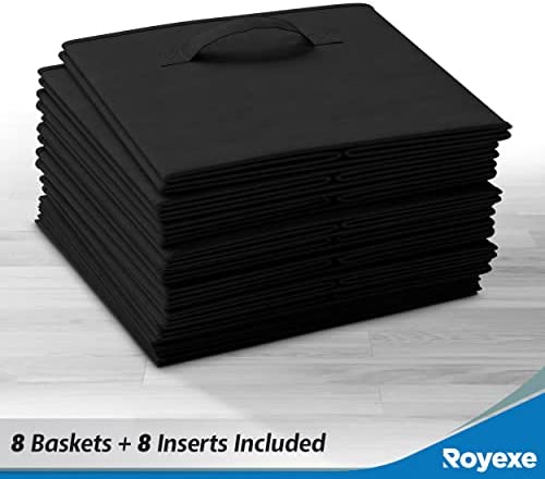Royexe Storage Cubes - 11 Inch Cube Storage Bins (Set of 8). Fabric Cubby Organizer Baskets with Dua