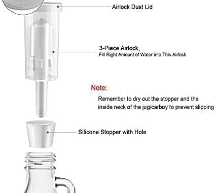 Craft Brew-MF2B-UE2A 3ct. - 3 Piece Airlock with #6.5 Stopper - Set of 3 (Cylinder Airlock)