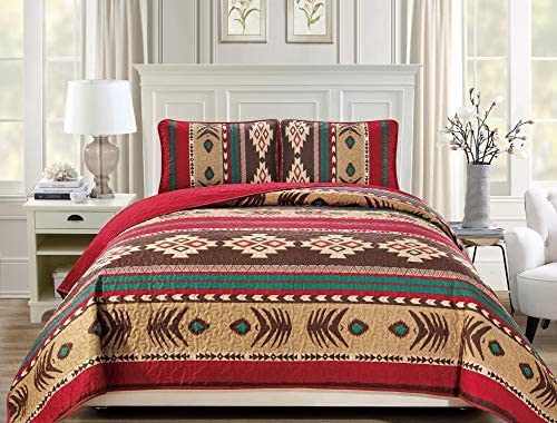 Rugs 4 Less Western Southwestern Native American Tribal Navajo Design Oversize Quilted Bedspread in