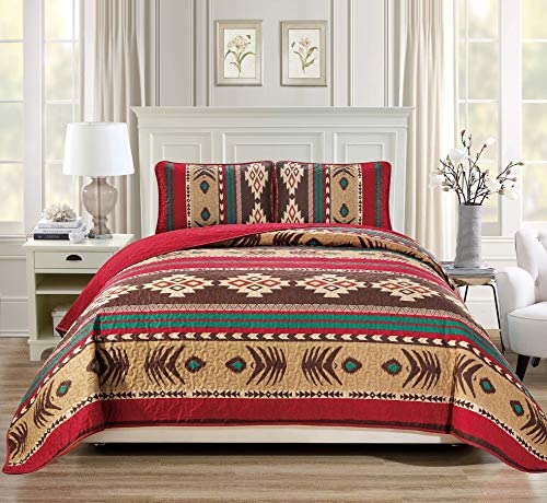 Rugs 4 Less Western Southwestern Native American Tribal Navajo Design Oversize Quilted Bedspread in