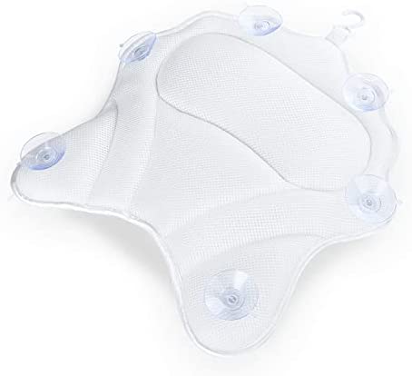 Bath Pillow, Luxury Bathtub Pillow Neck Support, Ergonomic Bath Pillows with 6 Suction Cup, 3D Air M