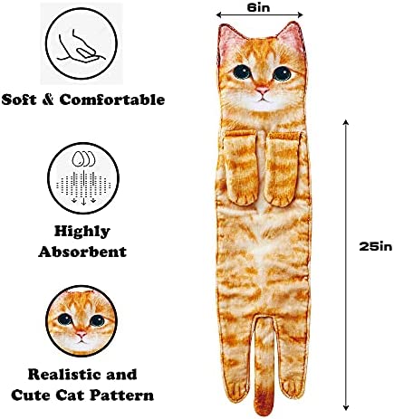 AGRIMONY Cat Funny Hand Towels for Bathroom Kitchen - Cute Decorative Cat Decor Hanging Washcloths F