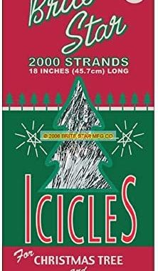 Brite Star Icicles Tinsel, 2000 Strand, Silver, Count