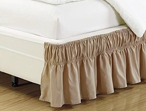 Linen Plus Elastic Bed Skirt 14" Drop Easy On/Easy Off Dust Ruffled Solid New (Taupe, Queen-King)