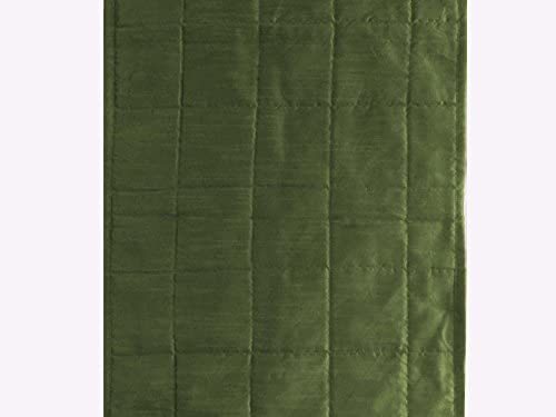 Quilted Bed Runner - Olive Green Bed Scarf Long Side Runner Throw King/Queen/Twin Size with Decorati