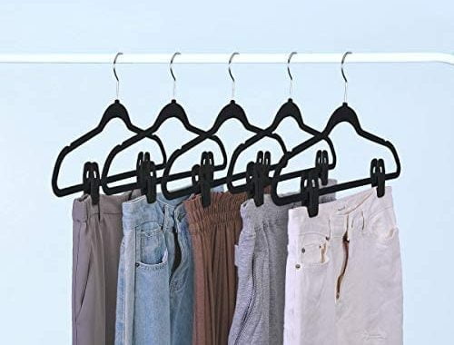 Trgowaul Velvet Hangers Clips, Pants Hangers Velvet Clips, Strong Finger Clips Perfect for Thin Velv