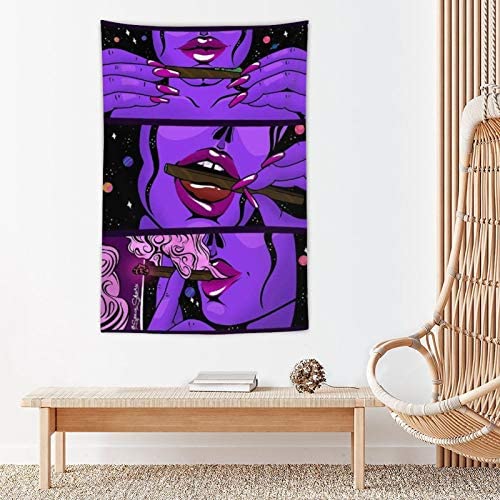 NiYoung Hippie Hippy Wall Tapestry Trippy Smoke Cool Girl Art Large Mysterious Tapestry Wall Hanging
