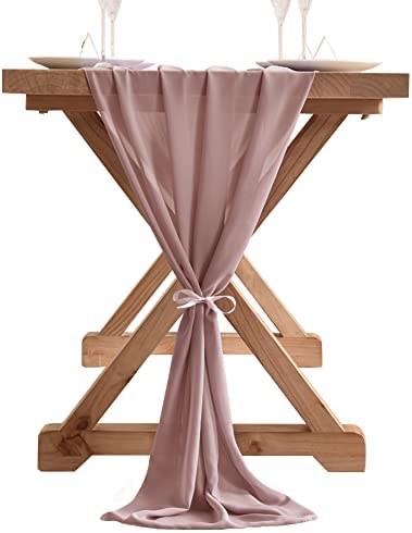 Amazon.com: Socomi 10ft Dusty Rose Chiffon Table Runner 29x120 Inches Wedding Runner Sheer Bridal Sh