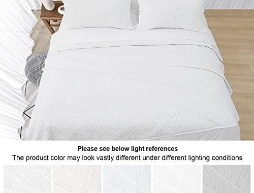 Amazon.com: PHF Quilt Set Lightweight King Size, 3PCS Ultra Soft Ultrasonic Bedspread, Geometric Squ