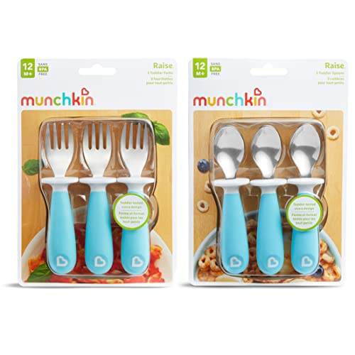 Amazon.com: Munchkin 6 Count Raise Toddler Forks and Spoons, Blue (Pack of 1) : Baby