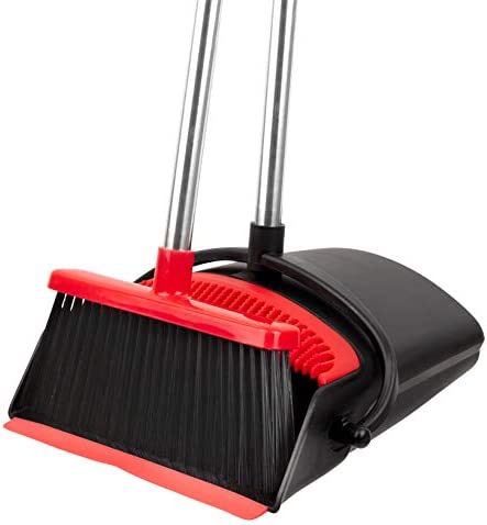 Amazon.com: Broom and Dustpan Set - Strongest NO MORE TEARS 80% Heavier Duty - Upright Standing Dust