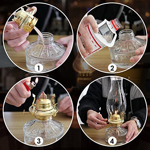 Amazon.com: SWATOM Oil Lamp Burner Brass Plated Oil Lamp Replacement with Wick 3” Base Lamp Chimney