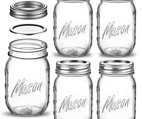 Amazon.com: Paksh Novelty Mason Jars 16 oz - 5-Pack Regular Mouth Glass Jars with Lid & Seal Ban