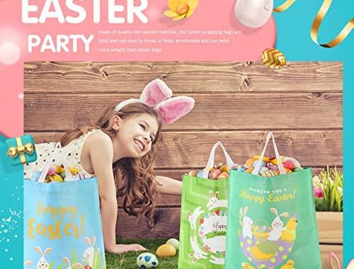 Amazon.com: 50 Pcs Easter Large Gift Tote Bags for Kids 17" x 15" Large Easter Baskets Bunny Non Wov