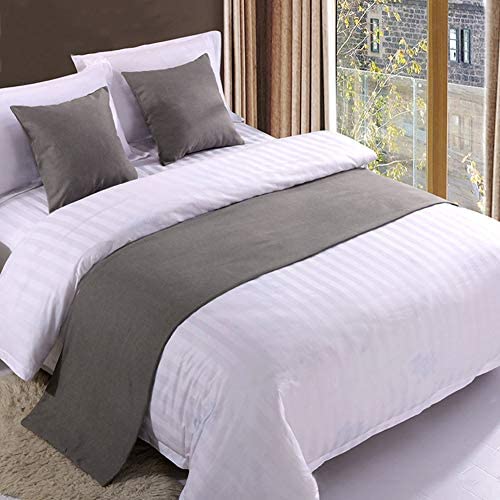 Twelve Solid Bed Scarf Dark Gray Bed Runner Bedding Scarves for Bedroom Hotel Wedding Room (Queen 21