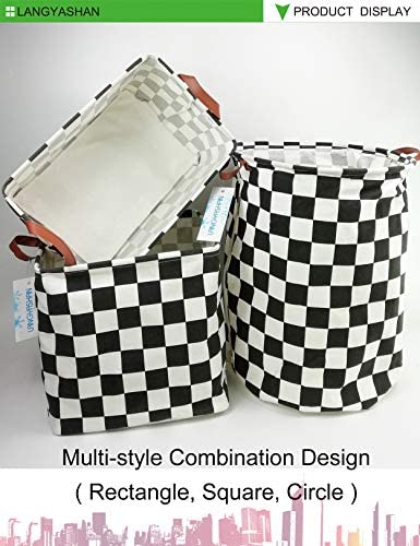 LANGYASHAN Laundry Basket Canvas Fabric Collapsible Organizer Basket for Storage Bin Toy Bins Gift B
