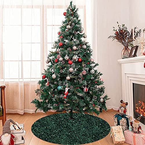 Amazon.com: MODFUNS Dark Green Christmas Tree Skirt Sequin Merry Christmas Tree Skirt 36 Inch with S