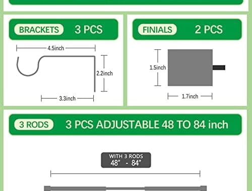 Amazon.com: AUGOSTA Heavy Duty Curtain Rods for Windows 48 to 84 Inch, Modern Design M2, Black : Hom