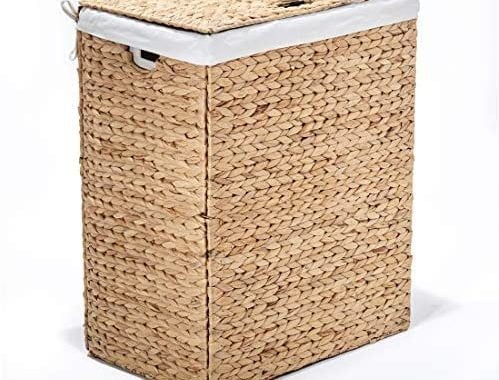 Seville Classics Premium Hand Woven Portable Laundry Bin Basket with Built-in Handles, Household Sto