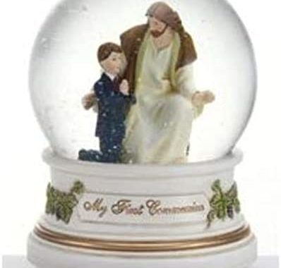 Giftware by Roman Inc, Sacraments, First Communion, 5.5" H 100MM Musical Dome BOY,Religious, Inspira