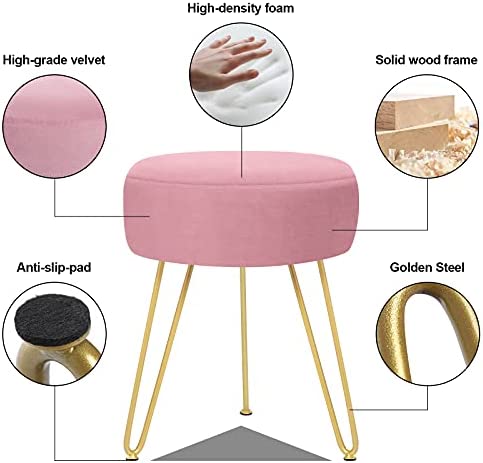 Amazon.com: GERANT Multifunctional Vanity Stools - Velvet Round Ottoman Modern Dressing Stool -Uphol