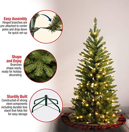 Amazon.com: National Tree Company Artificial Pre-Lit Slim Christmas Tree, Green, Kingswood Fir, Whit