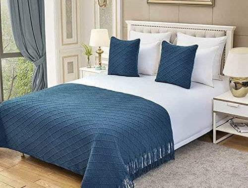 Amazon.com: Tophacker Hotel Bed Runners for King Size Bed Bedspreads Solid Color Tassel Bed Runners